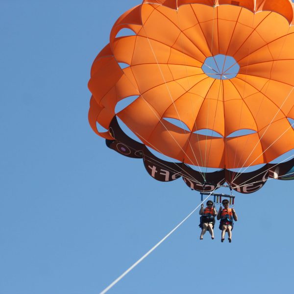 a parachute is flying in the air